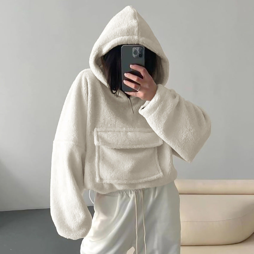 Dame Oversized Fleece-hoodie med hætte og kængurulomme Stilla