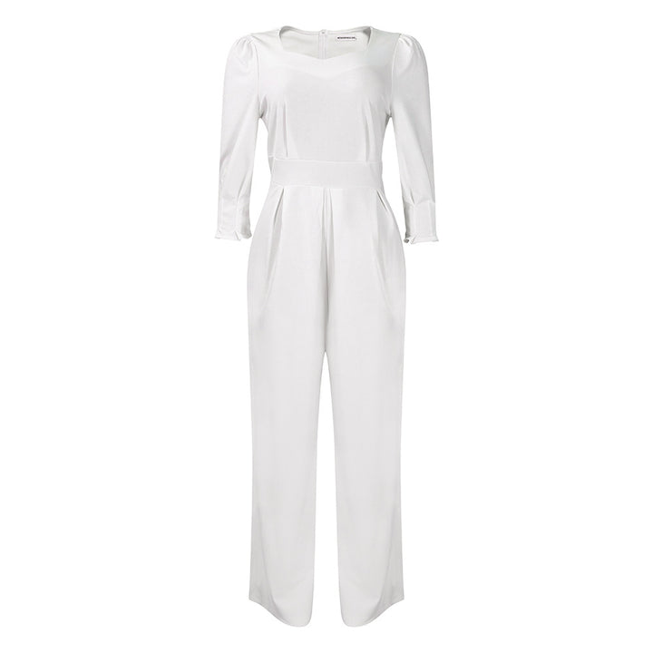 Dame Elegant Jumpsuit med lange ærmer og taljering Stilla