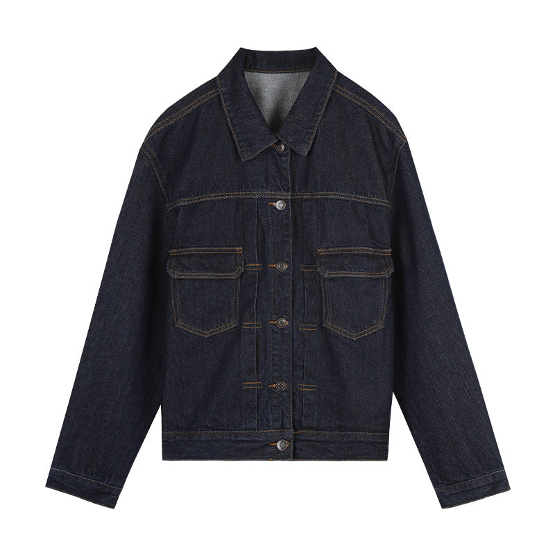 Dame klassisk denimjakke i tidløst design med påsatte lommer Stilla