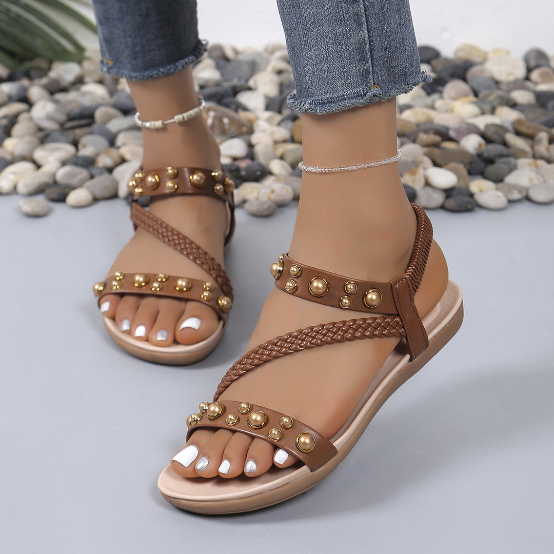 Dame Komfortable Riemchen-sandaler med moderne perlepynt Stilla