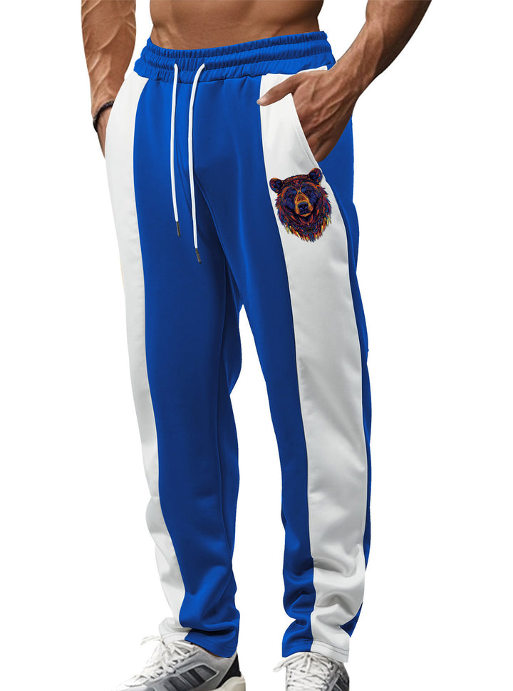 Herrer nan sporty Trackpants med sidelæns kontrastbånd elastisk bund snor og hjorte broderi Skovae