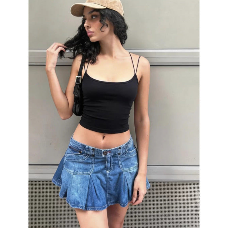 Damen Sexy Spaghetti-Trägertop mit minimalistischen Design und figurbetontem Schnitt Skovae