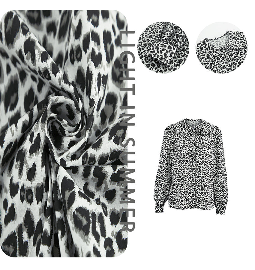 Damebluse med leopardmønster og legesyge krave Stilla