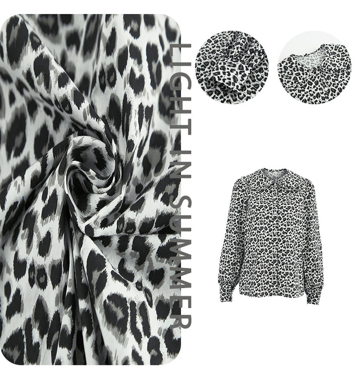 Damebluse med leopardmønster og legesyge krave Stilla