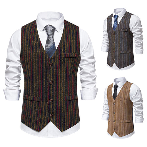 Herrer Elegant Fiskebensmønster Vest Stilla