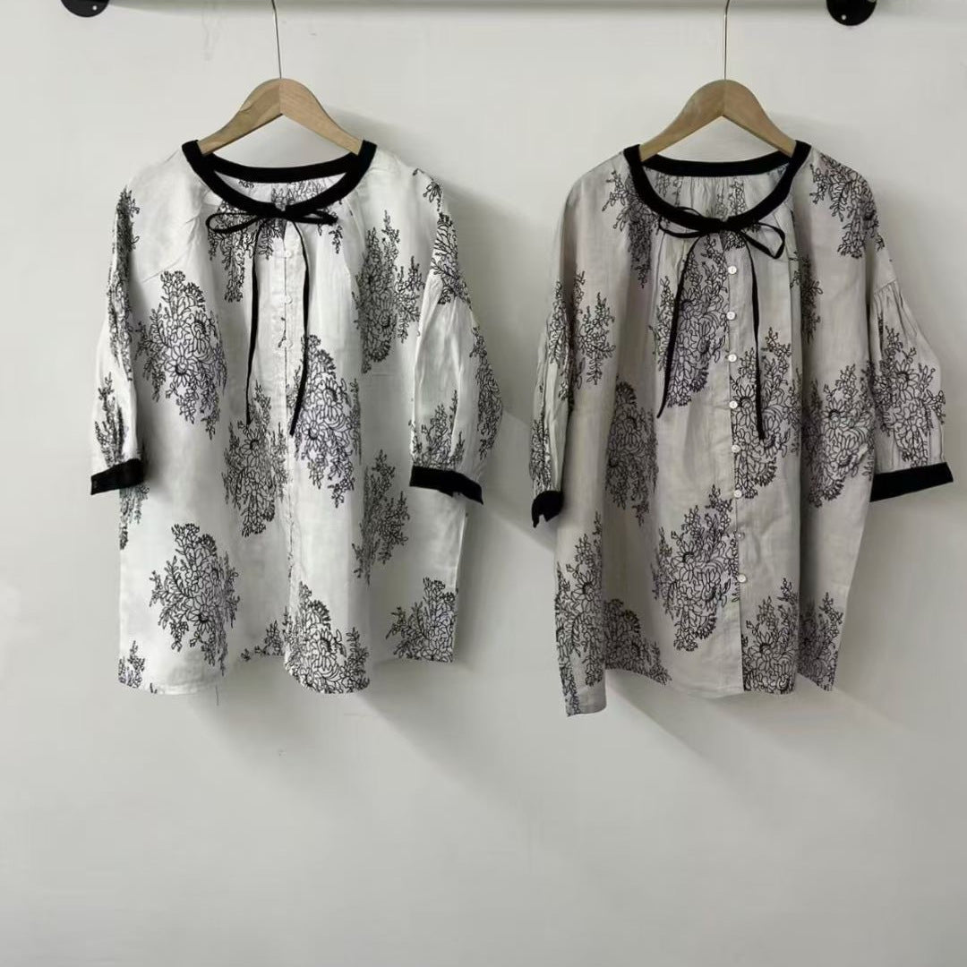 Dame Floral Print Linned Tunika Stilla