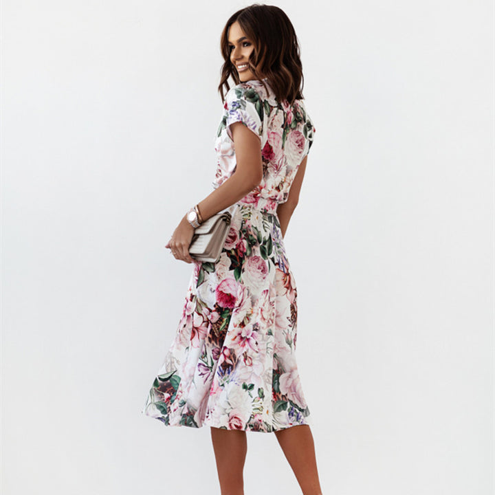 Dame Blomstrende Midi Vinkekjole Stilla