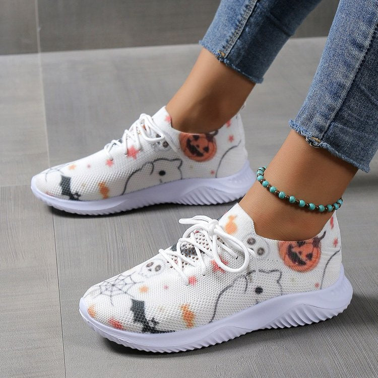Dame Sporty Sneakers med Halloween-motiv og elastisk overdel Stilla