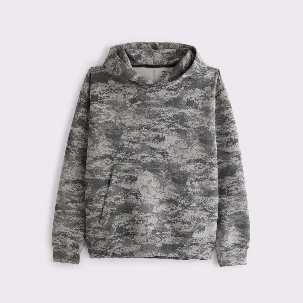 Unisex nan loose hoodie sweat med diskret blæremønster, dobbelt hætte uden snøre og kengurulomme Skovae