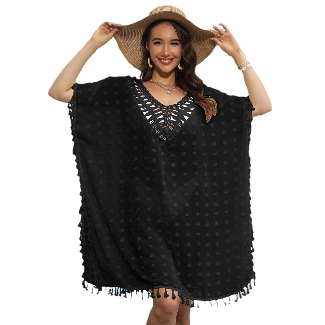 Kvinde Elegant Frynse Strand Poncho Stilla