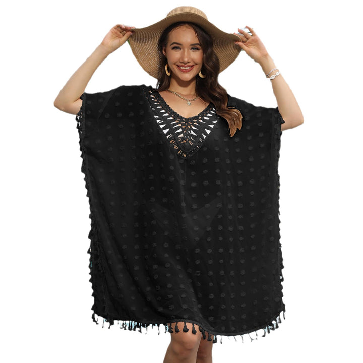Kvinde Elegant Frynse Strand Poncho Stilla