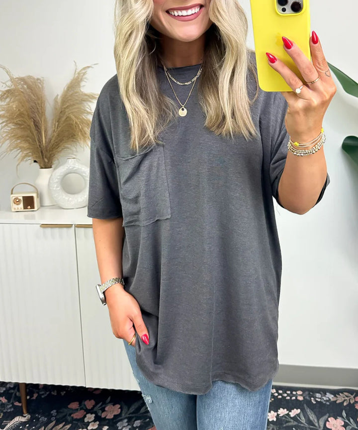 Kvindernes afslappede oversized T-shirt med lomme Stilla