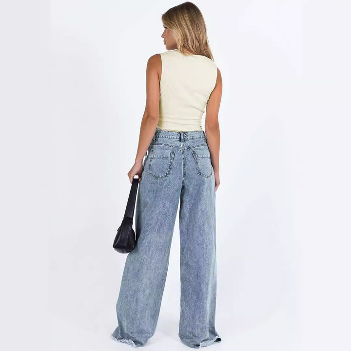 Dame modigt cropped-top med snøre detaljer og knap lukning Stilla