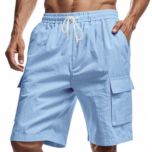 Herrer Cargo-shorts med elastisk talje og funktionelle lommer Stilla