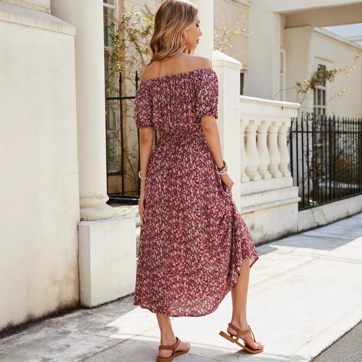 Dame Off-Shoulder Maxikjole med florale accenter Stilla