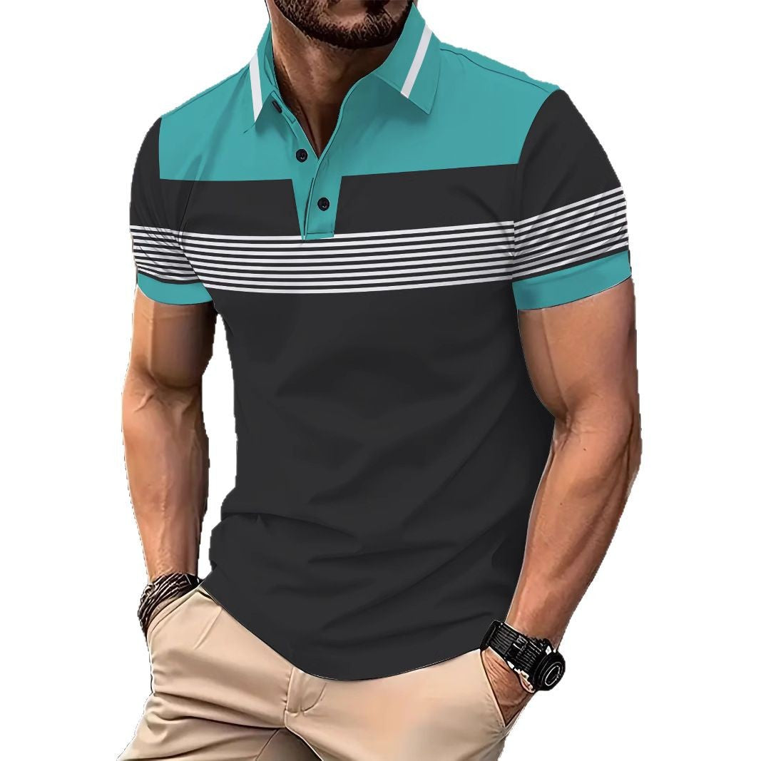Herrer Poloshirt med moderne kontraster og stiliseret stribedesign Stilla