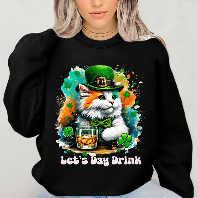 Kvinders sweatshirt med sjov katte-design og inspirerende tekst Stilla