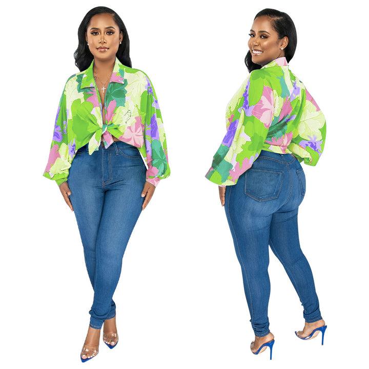 Dame Trendy blomsterbluse i oversized stil med slipselukning Stilla