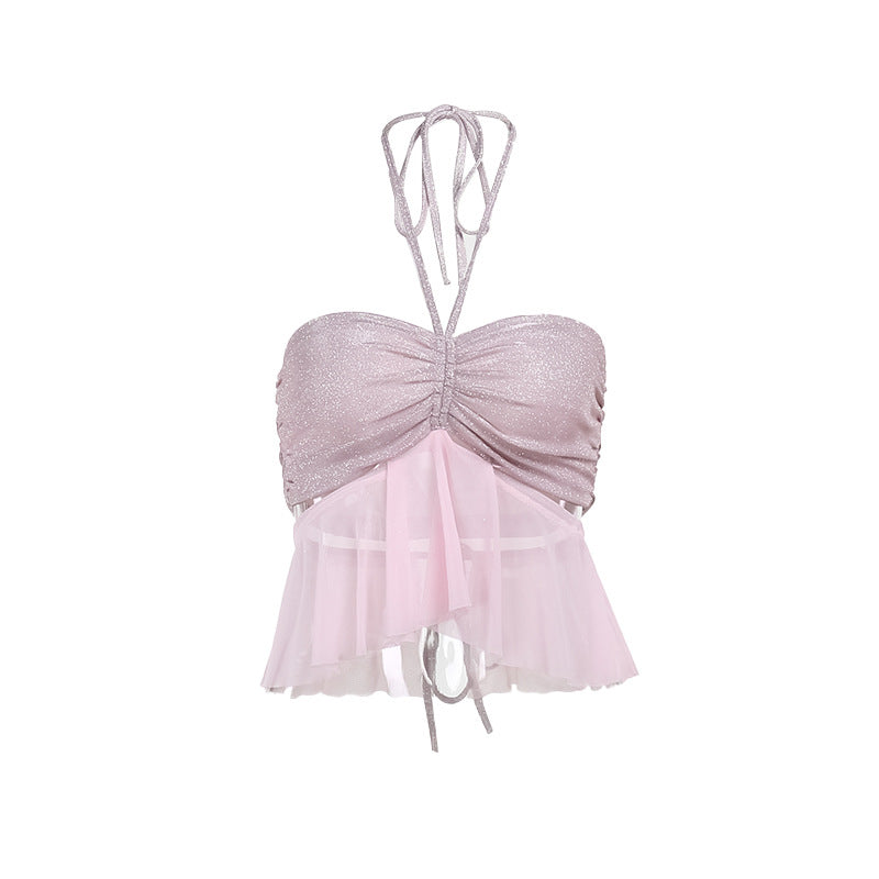 Dame Halterneck Skød Crop Top Stilla