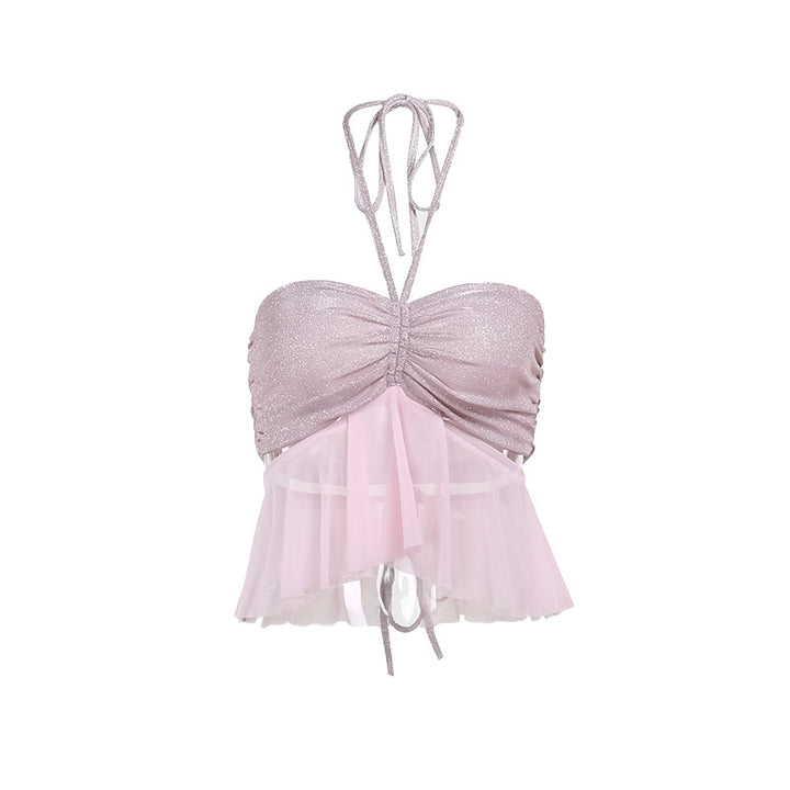 Dame Halterneck Skød Crop Top Stilla