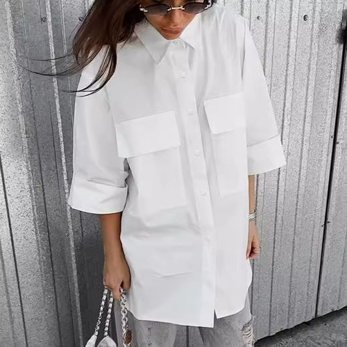 Dame Oversized Skjorte med praktiske lommer og elegant snit Stilla