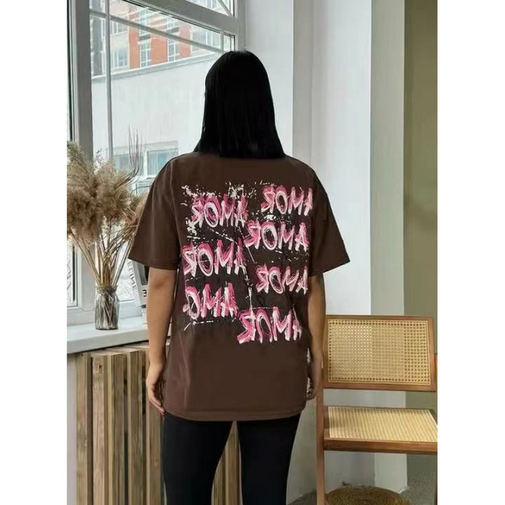 Damer Oversized T-Shirt med kunstnerisk skrifttype og afslappet pasform Stilla