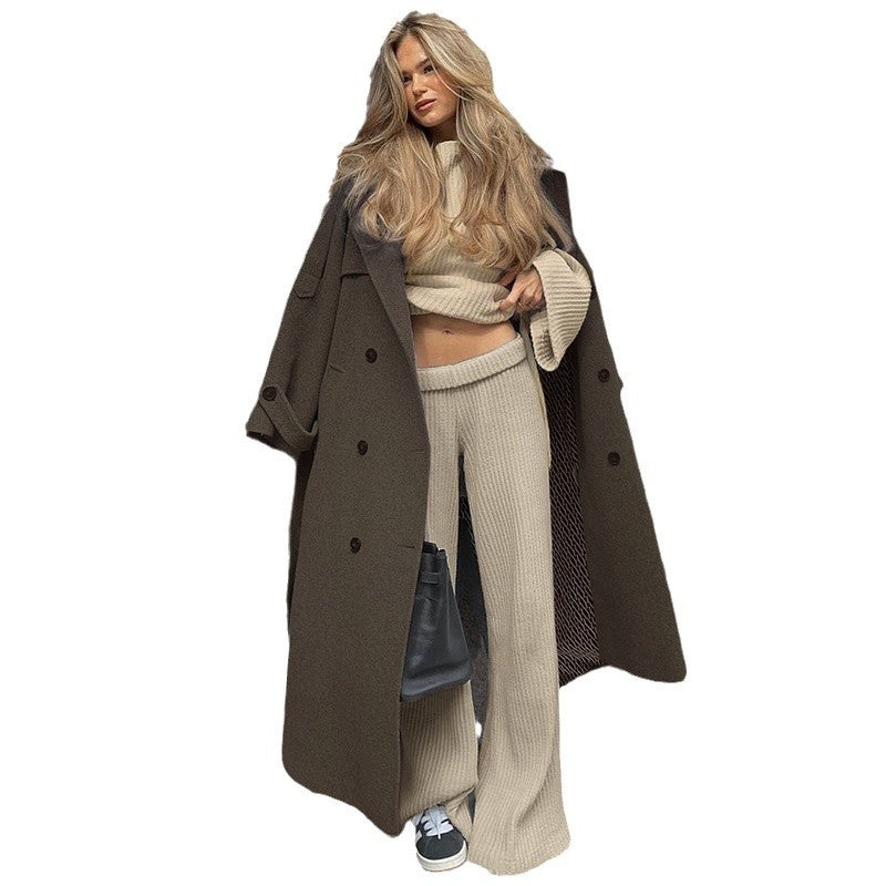Dame elegante Flared-Leggings lavet af elastisk strikstof Skovae