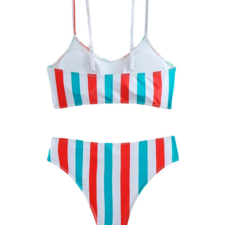 Dame Bikiniset med elegante striber og chic knude Skovae