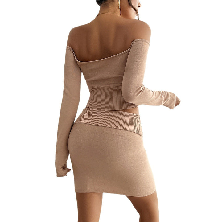 Dame Tres Chic Cropped Sæt i elastisk strikstof med eksklusive knapdetaljer Stilla