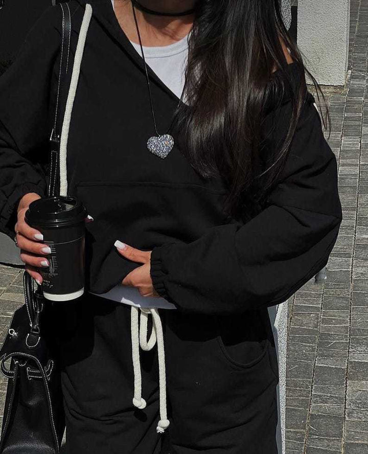 Dame Casual Relaxed-Fit Fritids Sæt med Hoodie og Behagelige Joggingbukser Skovae