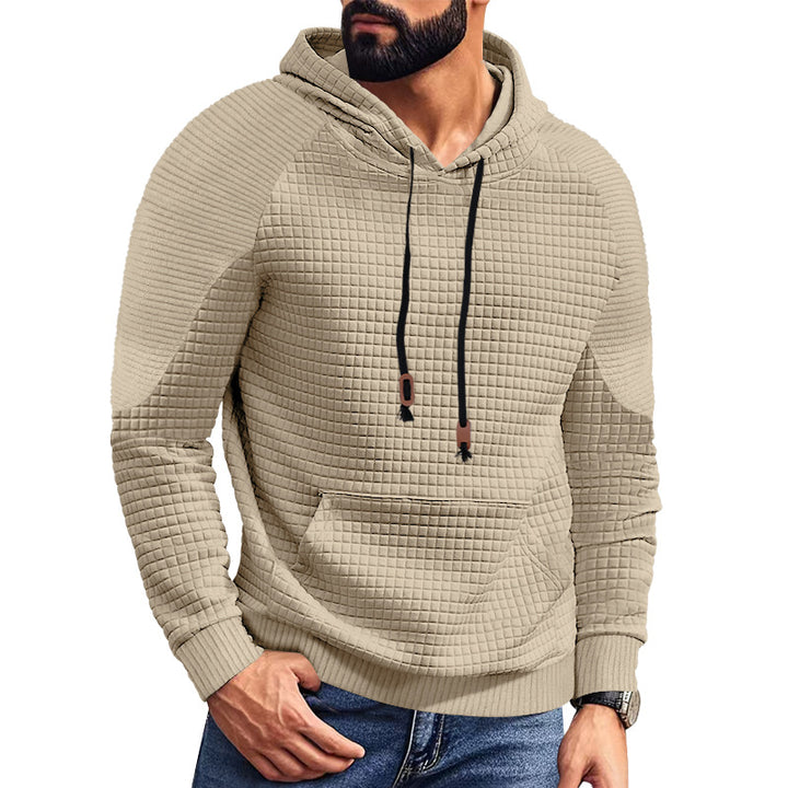Herrer nan hoodie med kvadratisk struktur, raglanærmer og kængurulomme Skovae