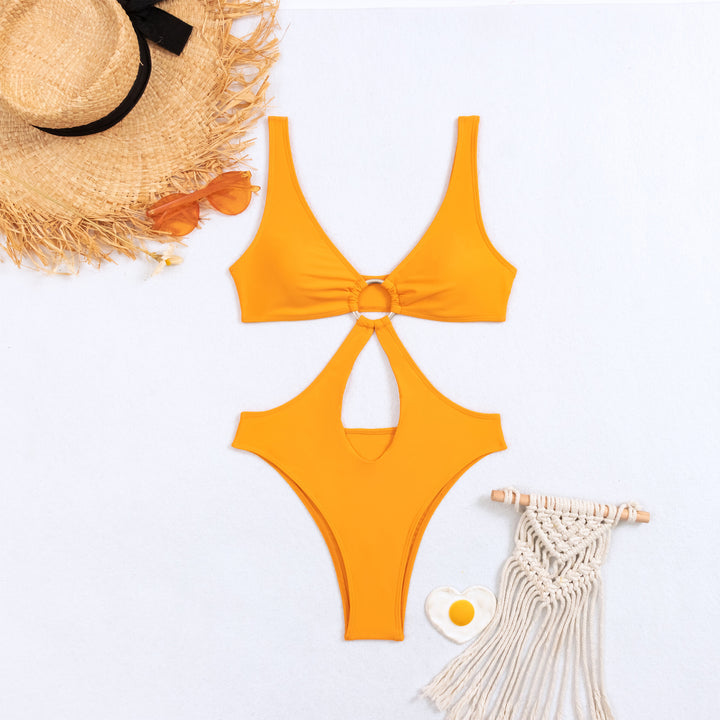 Dame Cut-Out Énteler Badedragt med elegant ringdetalje Stilla
