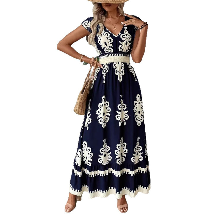 Kvinder Bohemian Blomster Maxi Kjole med Smock-talje Stilla