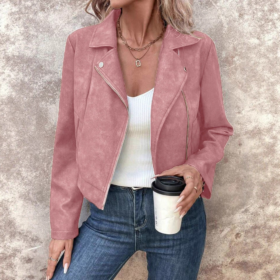 Dame casual faux leather bikerjakke med moderne snit og elegante accenter Stilla