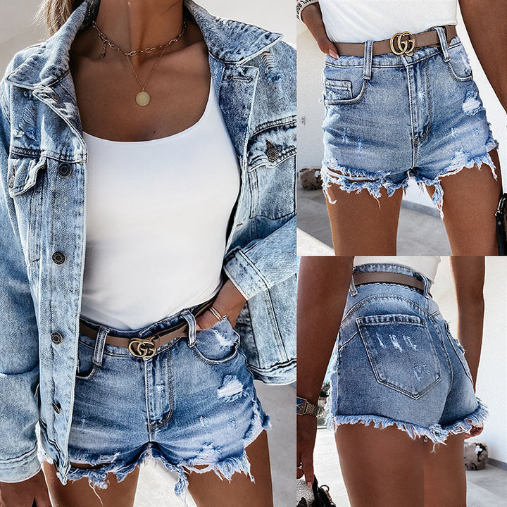 Dame Ødelagte Denim-Shorts Skovae