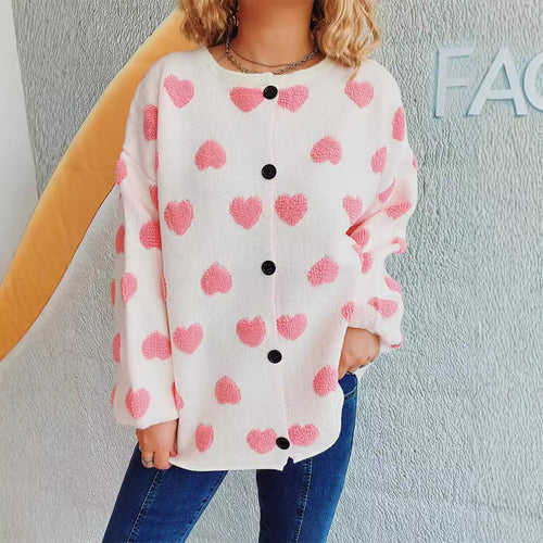 Kvindernes cardigan med hjerte-motiv og knapdetaljer Stilla