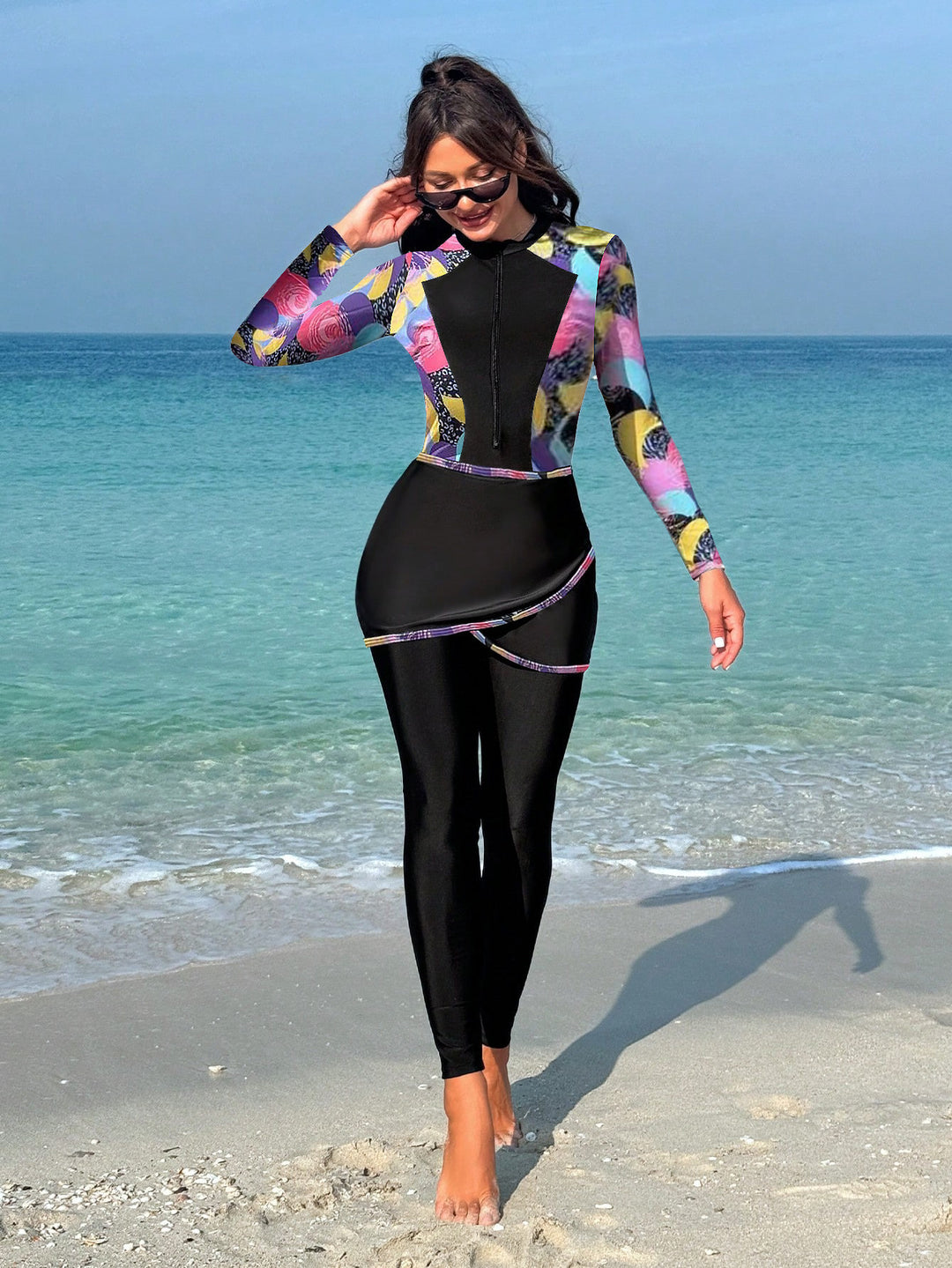Dame modersk langærmet surfsuit med vikledesign Skovae