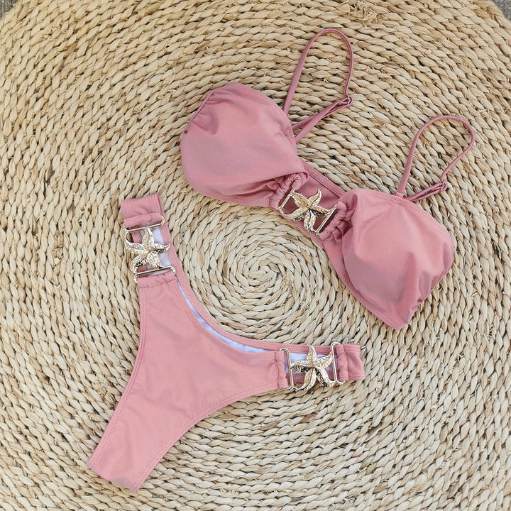Dame bikini-sæt med glamorøst muslingedetalje og justerbare stropper Stilla