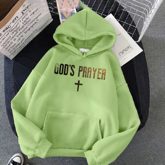 Damehoodie med unik lettering og krydsdesign Skovae
