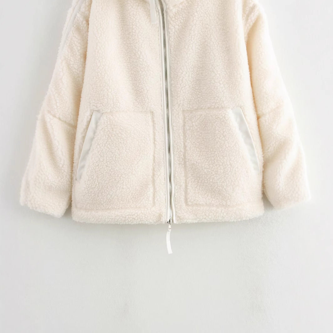 Dame Cozy Fleece Jakke med Høj Krave og Praktiske Lommer Stilla