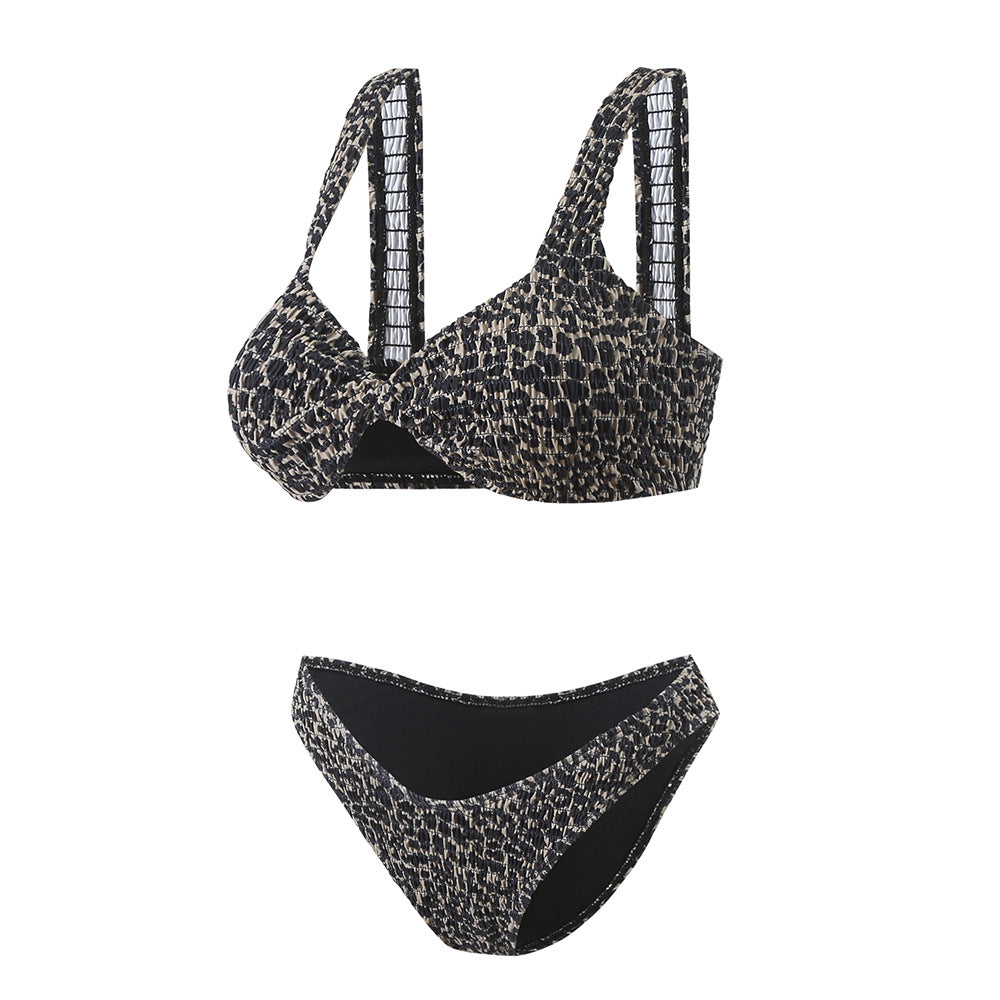 Damer Triangel-Bikini-Sæt med moderne indpakningsdesign og elastiske stropper Stilla