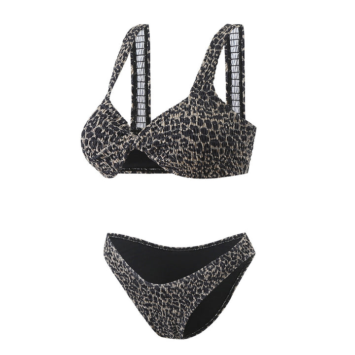 Damer Triangel-Bikini-Sæt med moderne indpakningsdesign og elastiske stropper Stilla