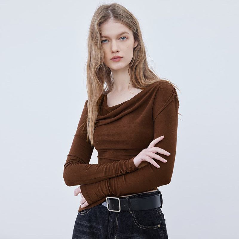 Femme Off-Shoulder Raffung Langærmetop Stilla