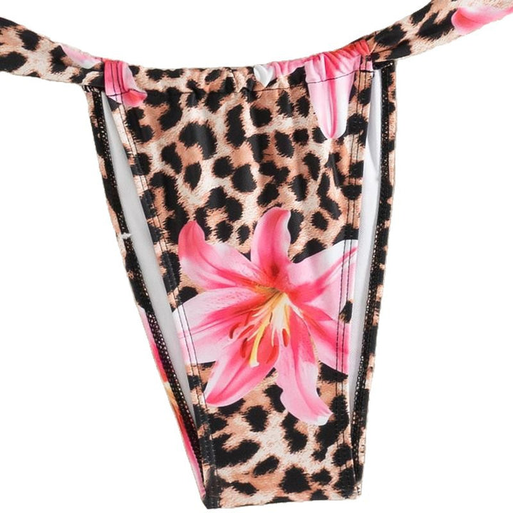 Dame bikini-sæt med floral leopardmønster Skovae