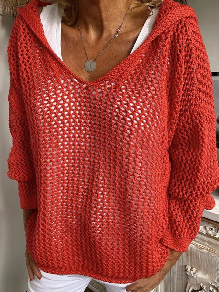Femme let strikpullover hoodie Stilla
