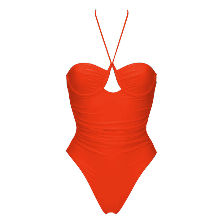 Dame Én delet badedragt med elegant cut-out og ruching Stilla