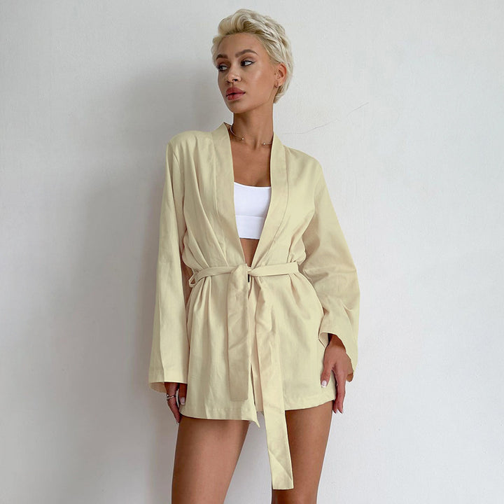 Damer luftig loungewear-sæt med asymmetrisk skæring og elastisk talje Stilla