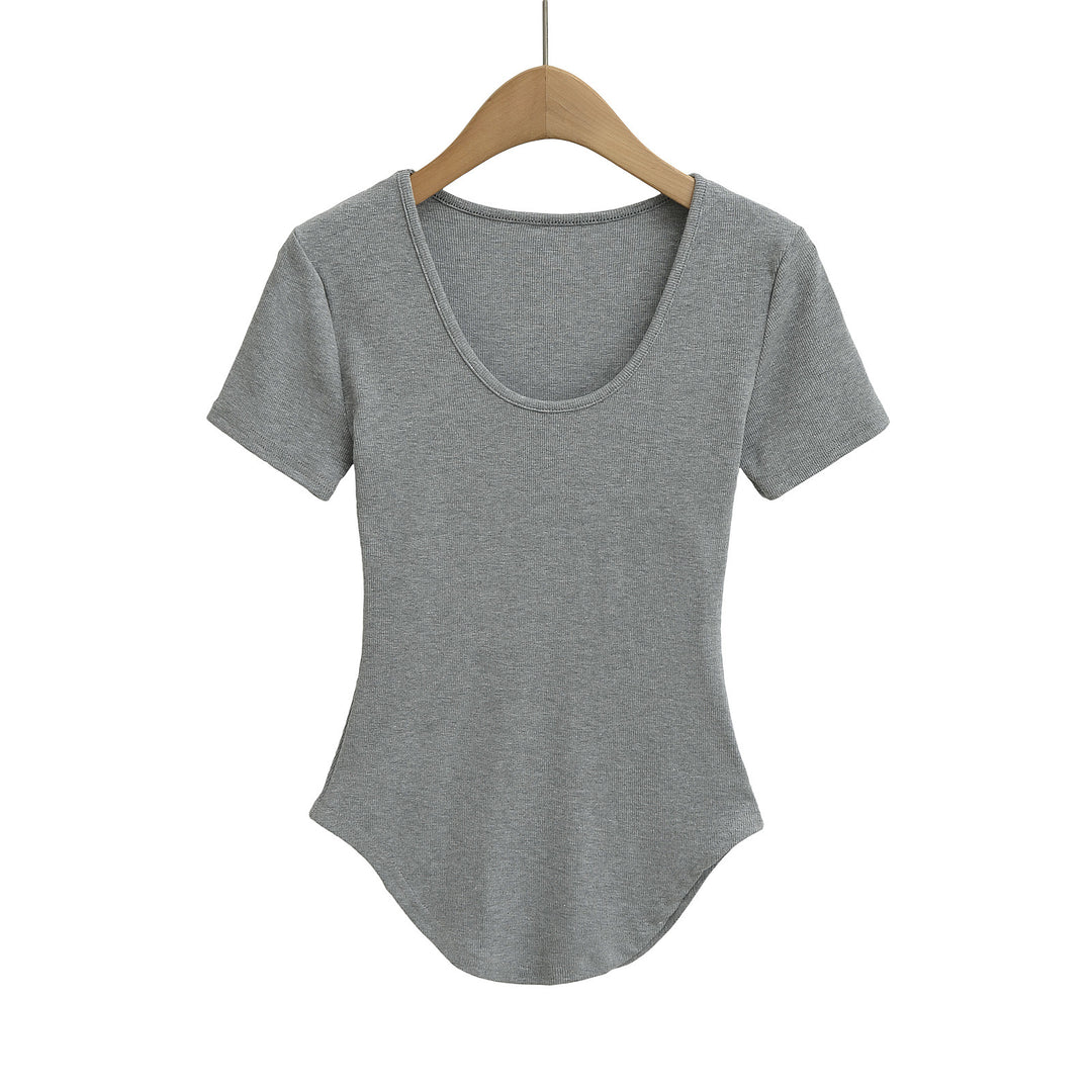 Dame figurtilpasset bodysuit med blødt ribmateriale og elegant rund halsudskæring Stilla