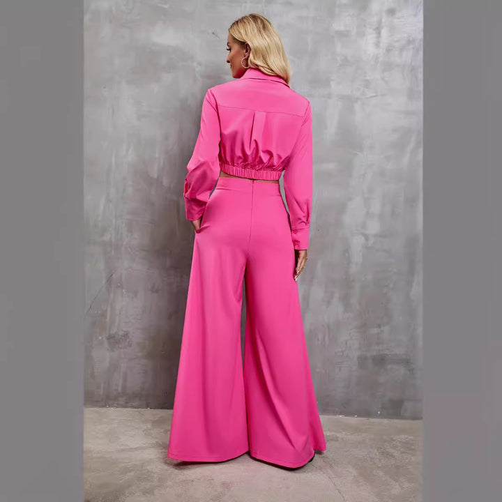 Dame sæt med cropped bluse og bred bukser Stilla