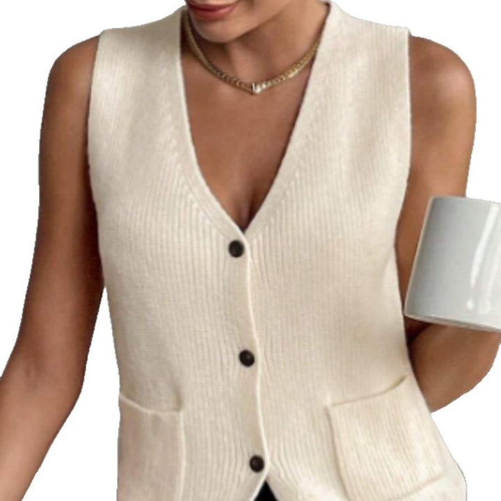 Femme tekstureret strikknap-vest Stilla
